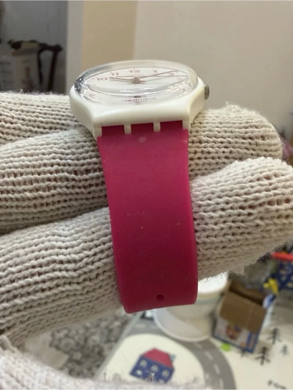 Swatch Gent IN THE BLOCK Men's Women's Watch 34mm White Pink Blue SO28W400